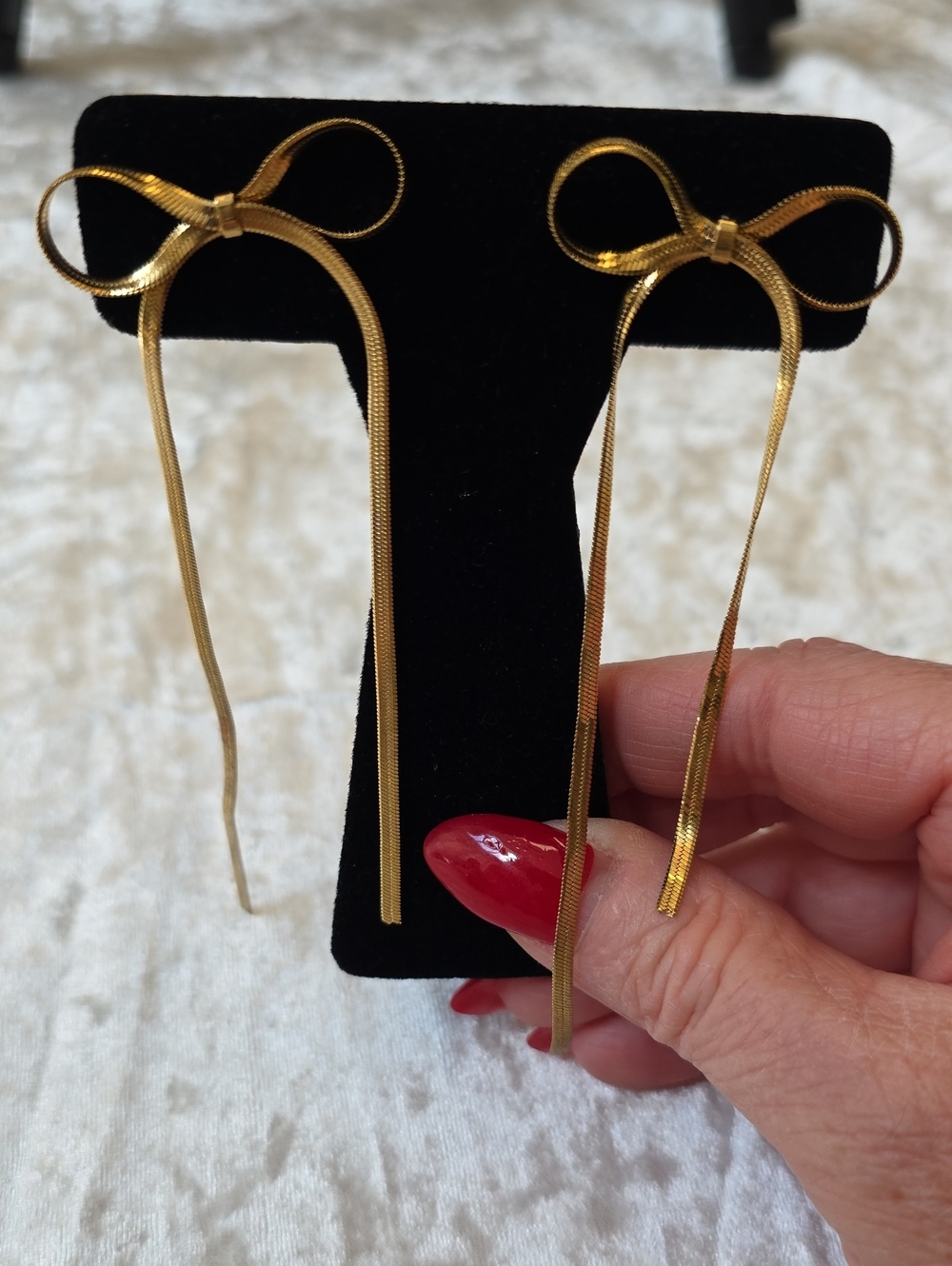 Gold Bow Drop Coquette Girl Earrings